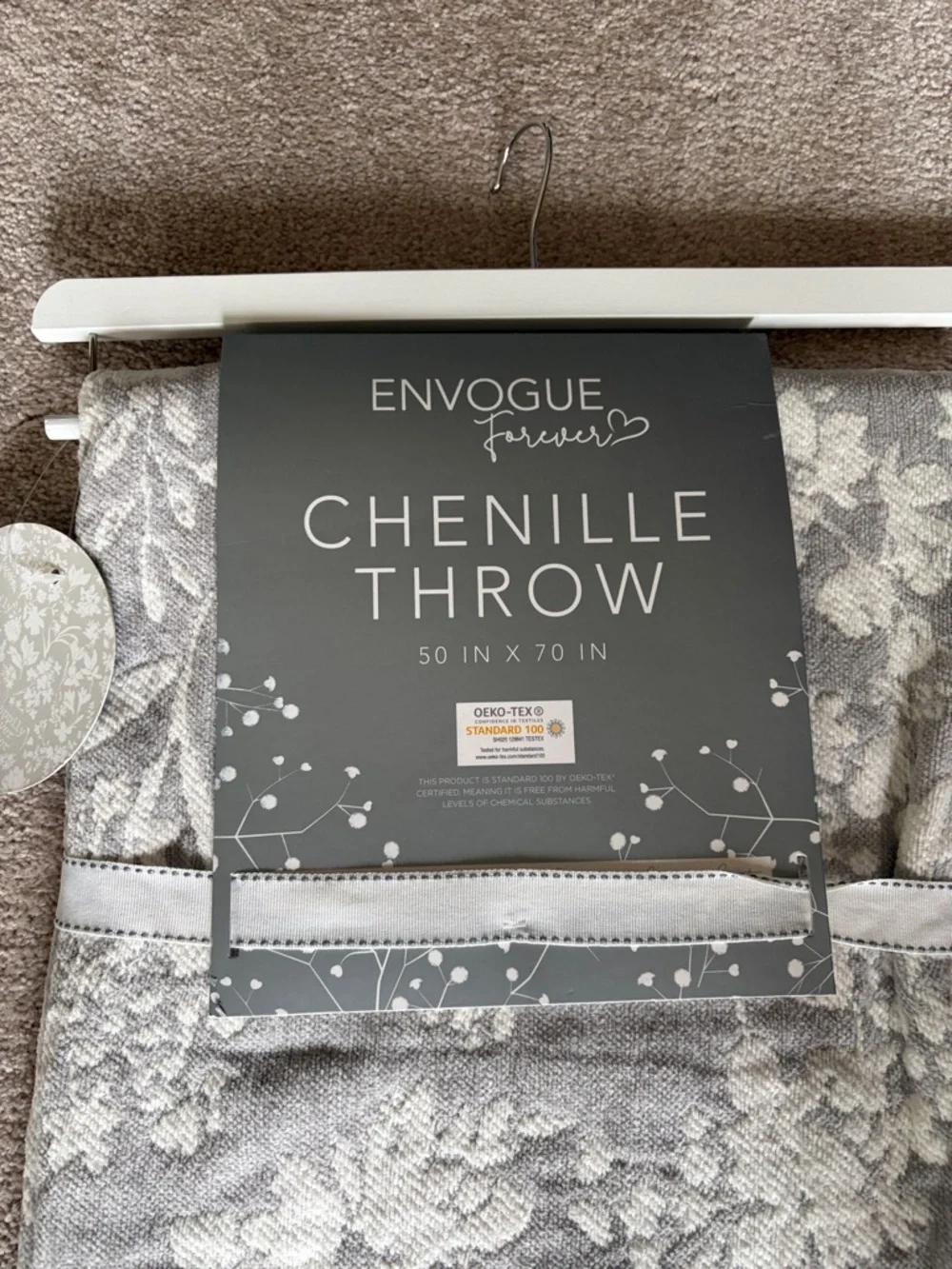NWT - Chenille throw by Envogue Happily Ever Forever 50” x 70”